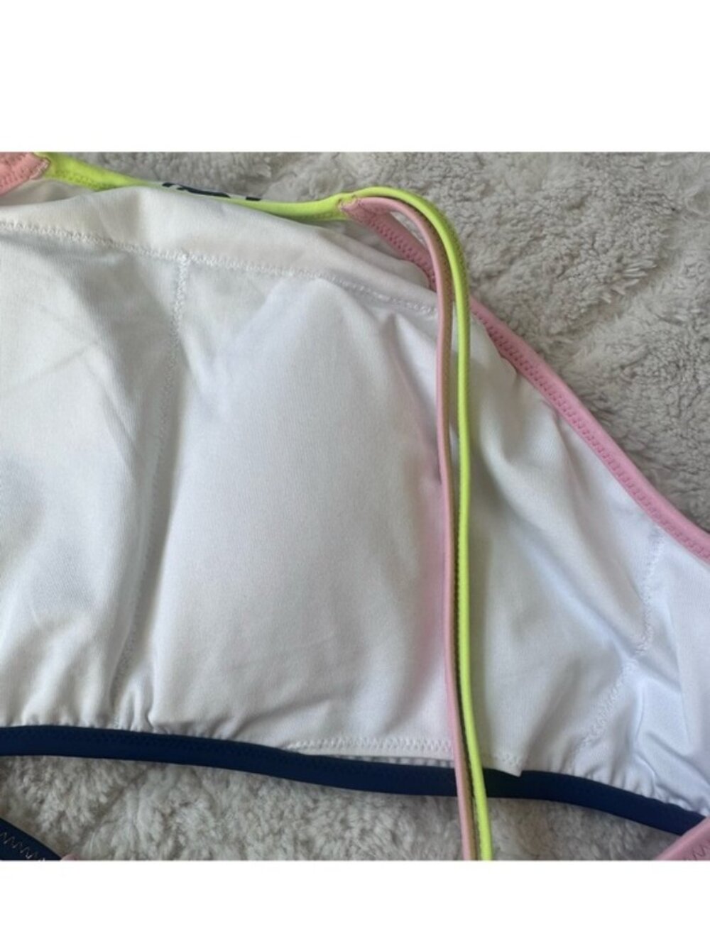 Victoria's Secret | Navy Chevron High Neck Strappy Bikini Top | Size Medium - Picture 7 of 10